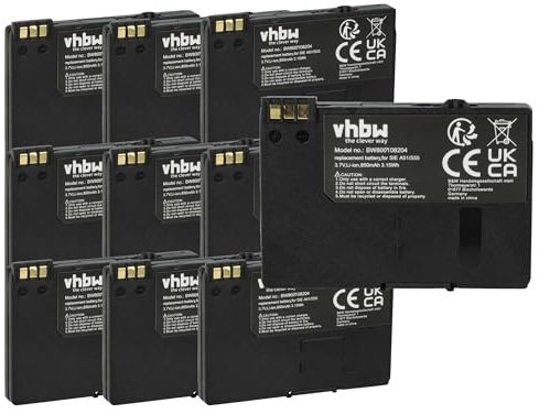 vhbw 10x Akku kompatibel mit Siemens/Gigaset SL560, SL56, SL555, SL550, SL74, SL565, SL740 Handy Smartphone Telefon (850 mAh, 3,7 V, Li-Ion)