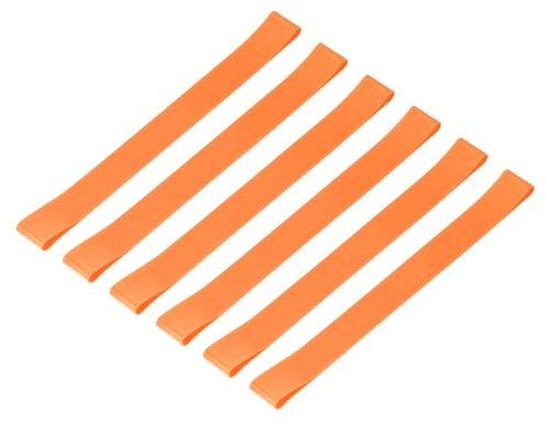 YOKIVE 6 Pcs Towel Bands, Silicone Elastic Stretchable Rubber Towel Chair Clips Bands Accessories, Great for Beach Cruise Pool Chairs (Orange, 10x1-Inch)