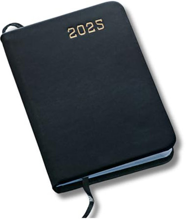 3 PAGEN® Taschenkalender 2025 Klein, 7 x 11 cm, Buchkalender 2025 in edler Ausführung, 1 Woche auf 2 Seiten, Terminplaner und Wochenplaner 2025, Kalender und Planer 2025, Schwarz