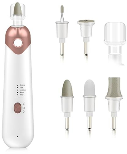 ATEK Cordless Manicure and Pedicure Set Rechargeable Electric Nail File Drill 5 Speed LED Light with 6 Attachments Professional Nail Care Kit for Cuticles Callus Hard Skin Removal and Home Salon Use