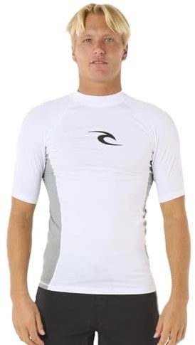 RIP CURL Men's Waves Short Sleeve Rash Guard Top UPF 50 T Shirt White Size L
