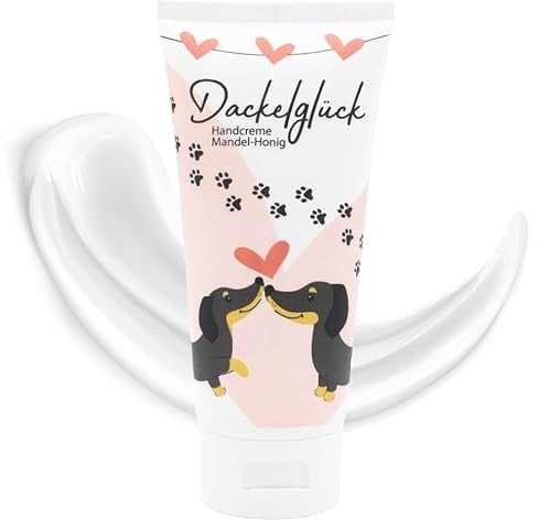 kda Dackelglück Handcreme Mandel-Honig 100 ml - Dackel Design - Pflege Kosmetik Damen Dackelfreunde Dackelliebe Sausagedog Hund Hunde Geschenk Mitbringsel (3)
