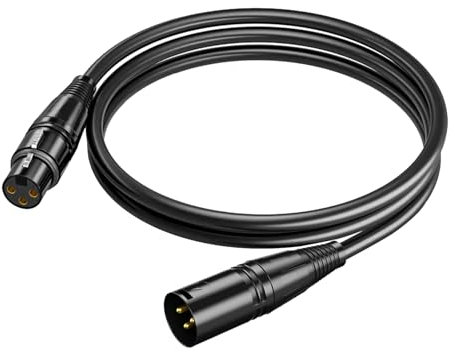 Cable XLR Canon DMX Balanceado 2 M, Cable XLR Macho a Hembra para Micrófono 3 pines Amplificador Altavoz Grabadora Mezclador Sistema PA Conexión de Audio Profesional para luz de escenario