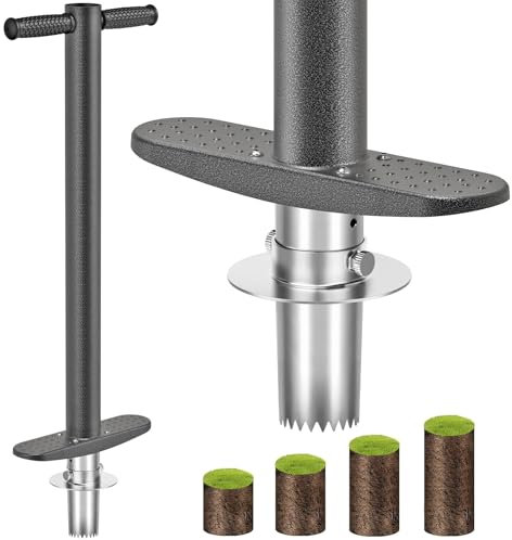 Dolibest Blumenzwiebel Pflanzwerkzeug, 91cm Zwiebelpflanzer Langstiel Tulpen Narzissen Garten Werkzeug 7.6-15cm Tiefe Rasenstopfer Scharfe Verzahnung mit Umgedrehtem Bodenlöserfür für Verdichtete Erde