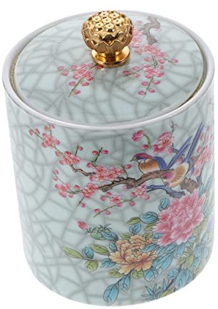 SECFOU Keramik Teebehälter Für Losen Tee Mit Emaille-design Porzellan-container Für Aufbewahrung Versiegelter Deckel Zur Staub Und Schmutzschutz Groß Genug Für Tee Und Andere Dinge