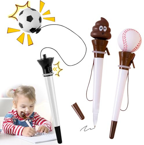 LURNODY 3 Stück Kugelschreiber mit Kette, Kugelschreiber Personalisiert, Lustige Kugelschreiber, Coole Geschenke Jungs 10 Jahre, Lustig Scherzartikel Stift, Geschenk