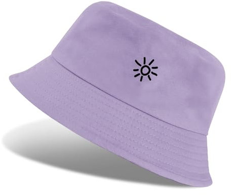 Vancavoo Fischerhüte Damen Bucket Hat Baumwolle Sonnenhut Reversibel Fischerhut Faltbarer Anglerhut für Frauen und Herren,56-58cm,B-Violett