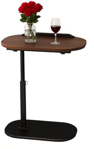 AevQuas C Shaped Side Table, Adjustable Height 360° Swivel Tabletop That C Shaped End Table Space Saving Lifting Side Table for Living Room Bedroom Sofa Bed Bathtub Reading Study Coffee