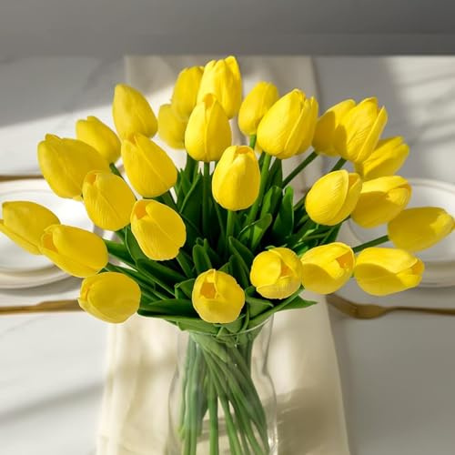 15 Pezzi Tulipani Artificiali 33cm Fiori Finti In lattice Real Touch