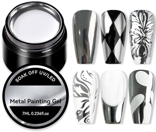 Esmalte De Uñas De Metal - De Brillo De Espejo, Pintura De Uñas Cromadas | Esmalte De Gel Reflectante De Alto Brillo, Esmalte Plateado Metálico Para La Decoración De Manicura, Pigmento De Revesti