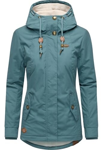 Ragwear Damen warme kurze Winterjacke mit Kapuze Monade Intl Stone Blue25 Gr. S