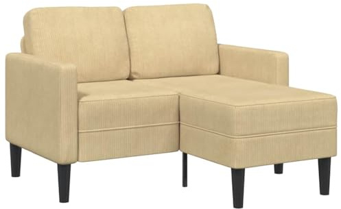 Tonture 2-Sitzer-Sofa mit Chaiselongue, L-Form, Graugrün, 125 cm, Leinen, atmungsaktiv, für Wohnzimmer, gemütlich, stabil