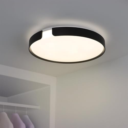LongLife LED GmbH by HK Deckenleuchte 24W Ø400 mm - Lichtfarbe: Warmweiß 3000K - Farbe: Schwarz