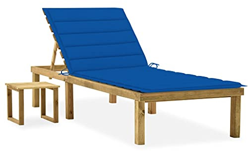 Frdhee Loungesessel Outdoor, Garten-Sonnenliege mit Tisch und Auflage Kiefer Imprägniert Saunaliegen für Balkon, Terrasse, Camping