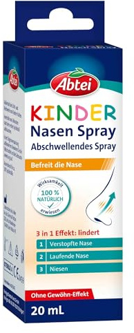 ABTEI Kinder Nasen Spray - Meerwasser Nasenspray zum Abschwellen - 20 ml | Befreit die verstopfte & laufende Kindernase in 2 Minuten, 100% natürliches Meerwasser, gut verträglich, ohne Gewöhneffekt