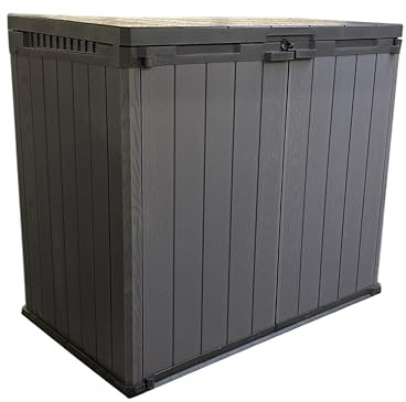 welopool Technikbox DIY Leergehäuse für Pooltechnik | Holzoptik Grau/Anthrazit | Inkl. 38 mm Multiplexplatten | Wetterfest, Überstreichbar & Abschließbar | 1150 Liter (Ohne Inhalt)