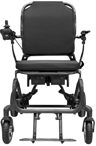 iCan Products Y-17 Luxury Carbon Fibre Electric Wheelchair – Folding Power Chair with Lithium Battery, Joystick Control, Attendant Remote Control, Seat Belt, Freewheel Mode and Indoor Outdoor Mobility