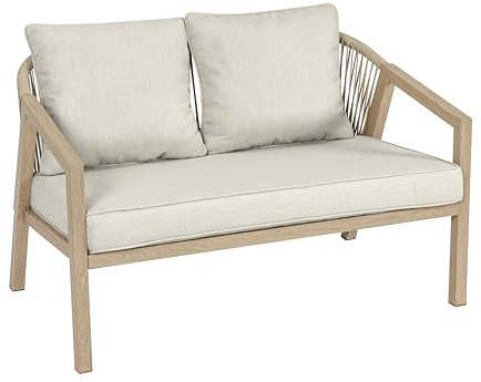 Koll Living Lounge-Set 'Amber' | Outdoor Sitzgruppe mit Gartensofa, Gartensesseln & Tisch | Stahl in Holzoptik | wartungsfrei, UV- und witterungsbeständig (Gartensofa)