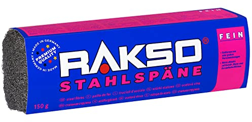 RAKSO Stahlspäne fein - 150g, 1 Banderole, schleift offenporiges Holz, entfernt sehr grobe Verschmutzungen, Dämm -, Filtermaterial