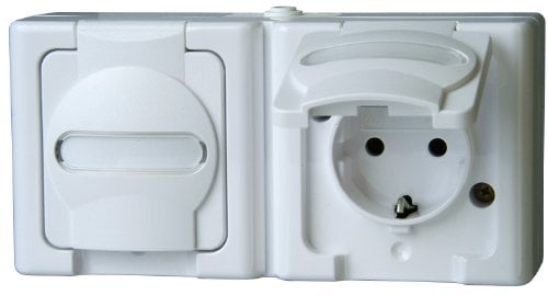 Kopp 131202003 Blue Electric Schutzkontakt-Steckdose, 2-Fach mit Deckel