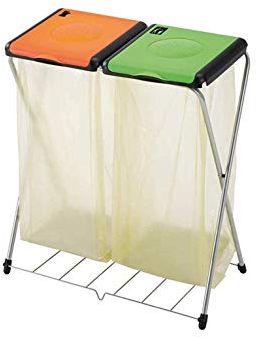 Vileda Gimi Nature Plus 2 Müllsackständer, Rahmen aus Stahl, Tasche: Polyester