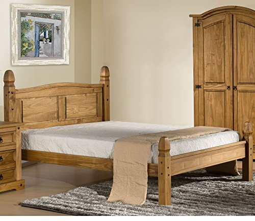 Happy Beds Corona Low Foot End 4'6 Double Size Classic Styled Antique Pine Finished Wooden Bed Frame