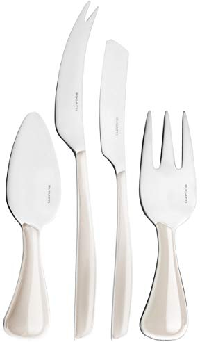 BUGATTI Glamour - AU Set Coltelli da Formaggio, Acciaio Inossidabile, Avorio, 16x26x3 cm