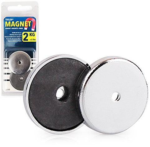Rundmagnet 31 x 4 mm bis 2 kg, 2 Stück, Starker Magnet rund, verchromt