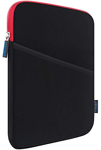 Lacdo Bolsa Blanda de Tableta Estuche para iPad Mini 7 (A17 Pro)/6/5/4/3/2, Samsung Galaxy Tab A7 Lite 8.7/Galaxy Tab A 8 | Lenovo Tab M8, Huawei MediaPad M5 Impermeable Tablet Bag, Rojo Negro
