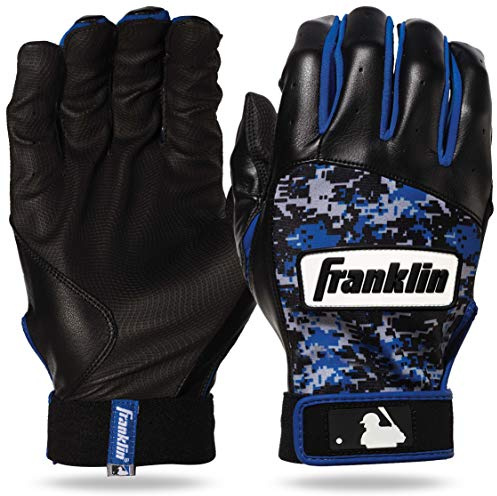 Franklin Sports Adult MLB Digitek Batting Gloves, Adult Large, Pair, Grey/Black/Royal Digi