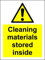 Warning Cleaning materials stored inside safety sign - Self adhesive sticker 200mm x 150mm