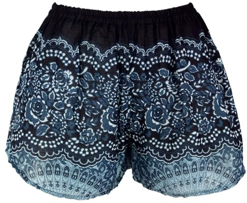 Leichte Pantys, Print Shorts, Viskose, locker geschnitten, schwarz/blau