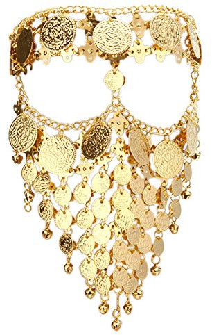 Astage Damen lady cosplay bauchtanz schmuck münze veil halloween tanzspiel-zubehör einheitsgröße goldmünze