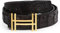 RosyU Herren-Gürtel aus Krokodilleder, 38 mm, Braun, Gold, 105cm/(34-36)