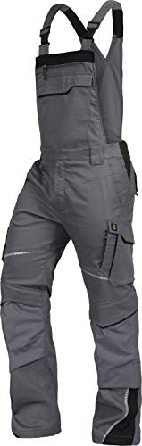 TRIUSO Leib Wächter Flex-Line Herren Latzhose flexibel mit Spandex (grau/schwarz, 66)