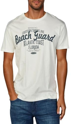 riverso Tshirt Herren Baumwolle Regular Fit RIVLeon Rundhals Kurzarm Sommer Tee Shirt Print, Größe:4XL, Farbe:Weiß (CJD)