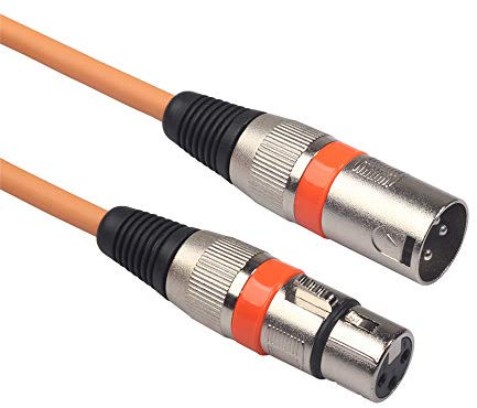 3 Pin XLR Male to XLR Female Microphone Cable Balanced Patch Lead Mic OFC Extension Cable for Microphone Mixer Amplifier (Orange 1m)