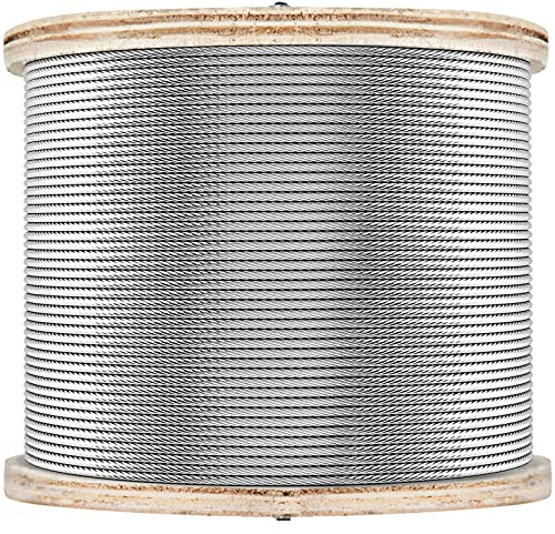 VEVOR Cable de Alambre Acero Inoxidable 150m-300m, Cuerda de Alambre de Acero T316, Cable de Acero de 1/8, Resistente a la Corrosión y Rotura para Maquinaria y Medicinas (150m/7x7)