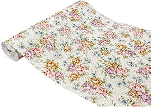 DecoMeister Klebefolie Möbelfolie Selbstklebend Folie für Möbel Deko-Folie Selbstklebefolie Dekoration Dekorfolie mit Motiv Muster Fertigrolle Romantische Rosen Blumen 45 cm x 200 cm