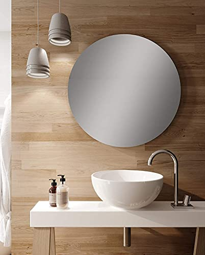 baanio - Espejo Redondo 80cm Modelo Circle | Espejos de Baño de Vidrio Resistente 4 mm, Plata Ecológica sin Cobre, Fácil Instalación| Diseño Moderno y Minimalista