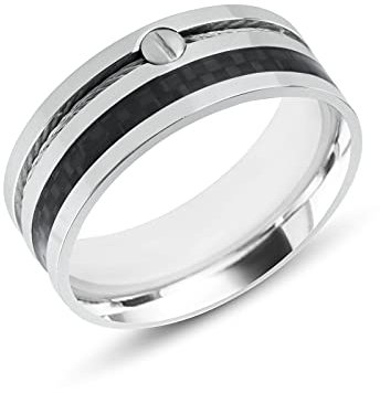 Anellissimo Anello carbonio con cavetto uomo acciaio 316L - 32