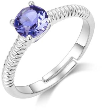Philip Jones Anello in Cristallo Regolabile Viola Chiaro Creato con Cristalli Zircondia®