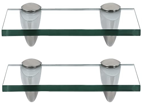 Randaco 2 ripiani in vetro trasparente con supporto a parete e vetro di sicurezza monolastra da 8 mm, perfetto come mensola da doccia/bagno per bagno, cucina, balcone (20 x 10 x 0,8 cm)