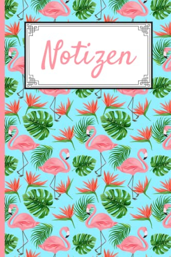 Notizbuch A5 kariert mit buntem Flamingo Design: 120 Seiten - nutzbar als Notebook, Journal, Tagebuch oder als Buch für Skizzen