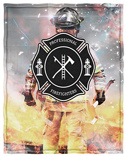 Zomer Kuscheldecke 125x200 cm Flauschig Weich und Warme Wohndecke als Sofadecke Tagesdecke mit Feuerwehrmann Muster Decke