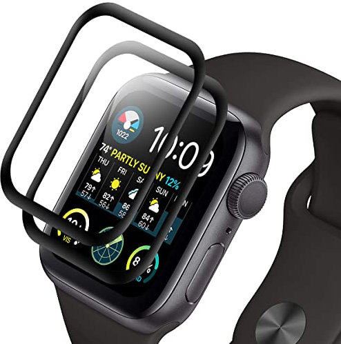 RIIMUHIR Vetro Temperato per Apple Watch Series 6/5/4/SE 44mm, [2 Pezzi] Protezione Schermo per Apple Watch Series 6/5 44mm, Pellicola Protettiva, 3D Copertura Completa, Durezza 9H, Alta Definizione