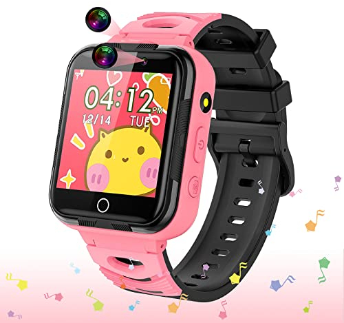 Smooce Kinder Smartwatch Telefon,Smartwatch für Kinder mit Anrufen SOS 16 Spiele Musik Zweifachkamera Taschenlampe Rekorder Video Wecker für Jungen Mädchen