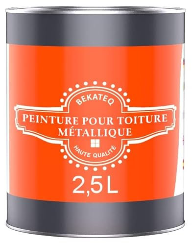 BEKATEQ LS-580 Peinture pour toitures métalliques 3 en 1, satinée 2,5L RAL9005 Noir I Peinture métal pour toitures en tôle, peinture de protection des métaux pour intérieur & extérieur