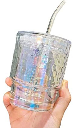GALAJI Bicchieri, Bicchieri Romantici in Vetro, Bicchieri Vintage per Acqua, Succo, Bevande-300ML