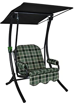 Angerer Freizeitmöbel GmbH Hollywoodschaukel 1-Sitzer Primero - Gartenschaukel Made in Germany - Schaukel zum Sitzen und Entspannen - einfache Montage (Grün kariert)